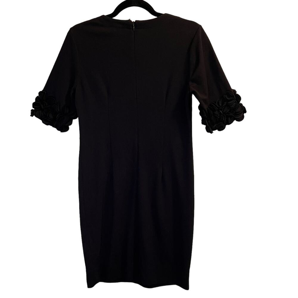 Just Taylor Knit Fitted Bodycon Dress Size 8 Floral Applique Sleeves Stretchy - Picture 7 of 7